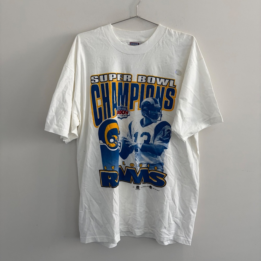 Vintage 2000 St Louis Rams Super Bowl XXXIV Champions T Shirt XL Kurt Warner